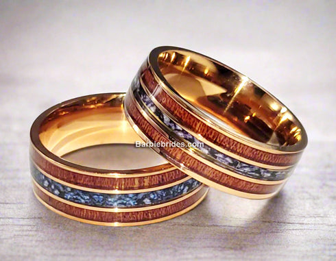 Men 8mm Tungsten Burnt Whiskey Barrel Meteorite Inspire Comfort-Fit Wedding Band